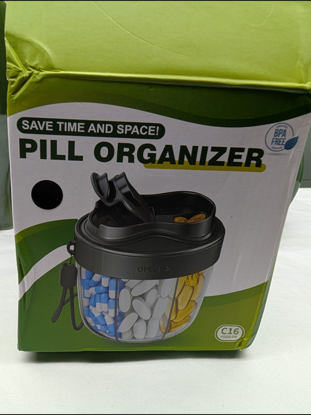Black Pill Organizer - Portable Daily Pill Case